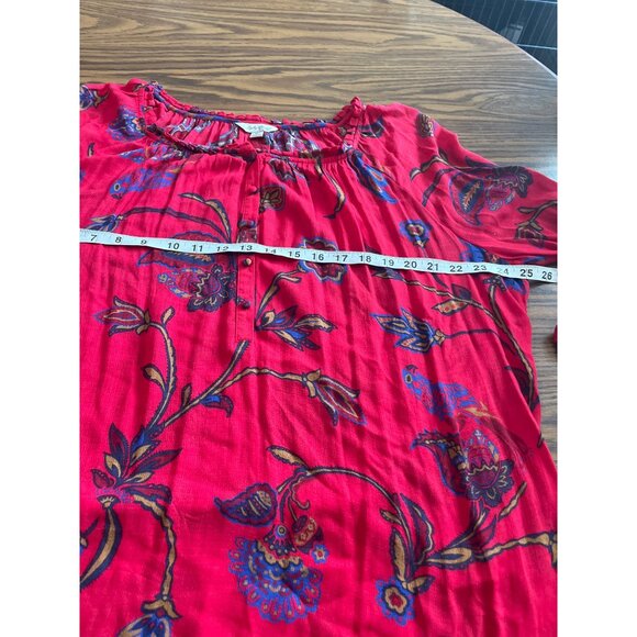 Lucky Brand red blue three quarter sleeved top size XL - Picture 8 of 9